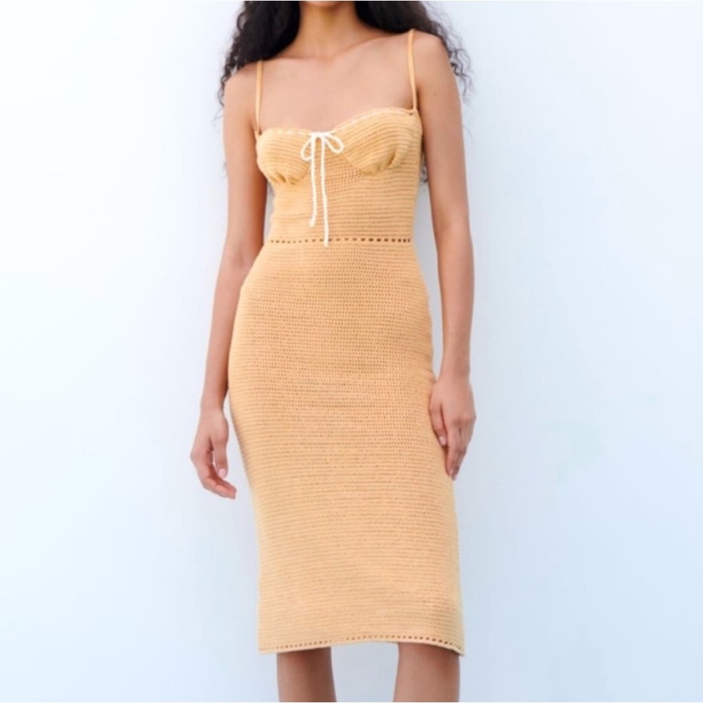 Zara Corset Crochet Midi Dress. Like New!